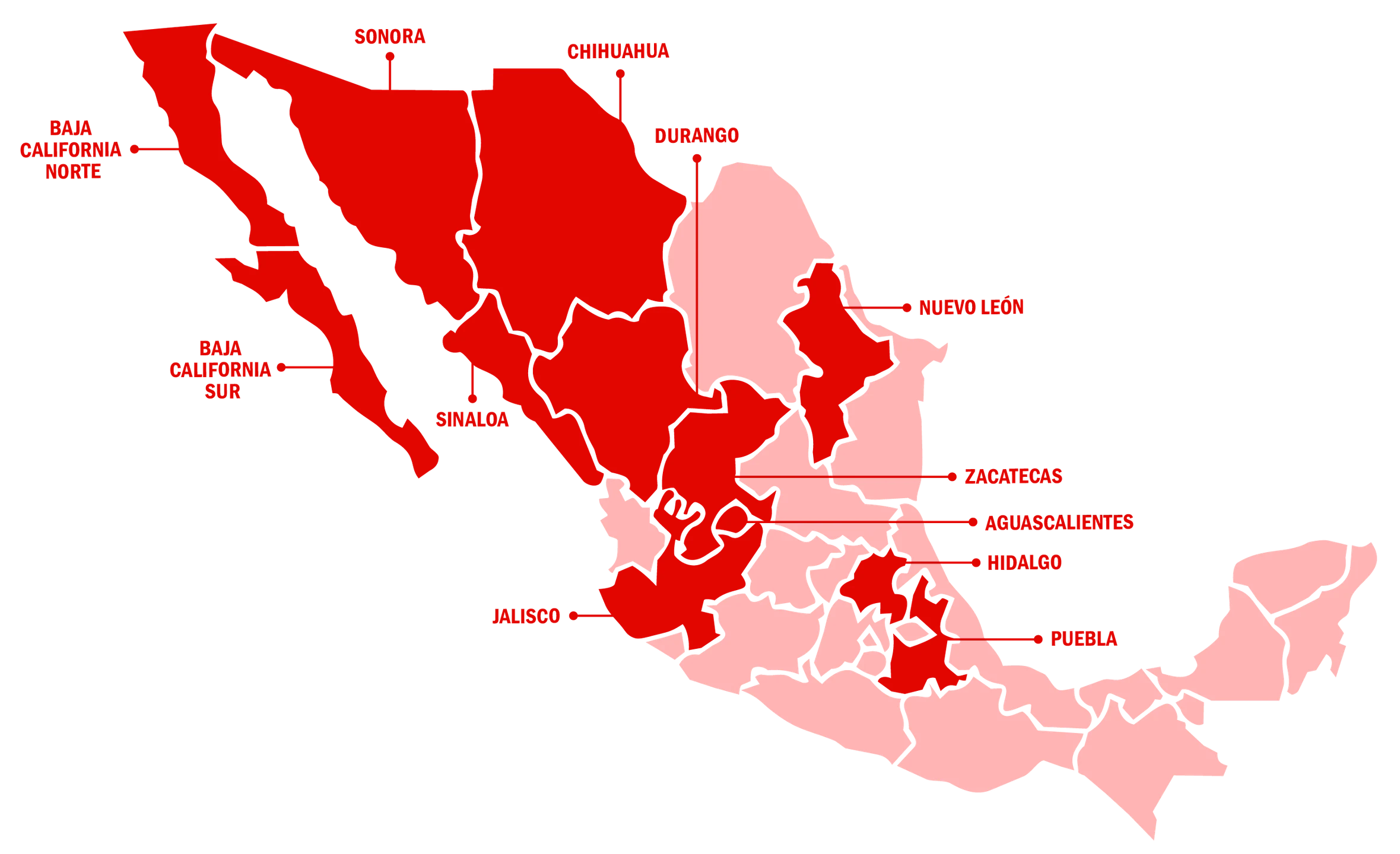 Mapa de producción 12 estados HM Produce